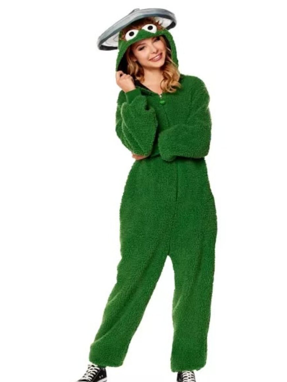 Sesame Street Adult Oscar the Grouch Jumpsuit Halloween Costume Cosplay L/XL